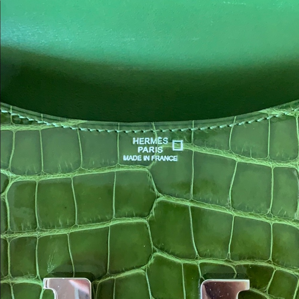 Hermès Crocodile Lime Green Mini Constance Bag Q - Picture 6 of 8